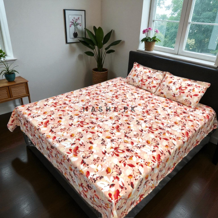 Blush Pink Printed Bedsheet - Hashi.pk