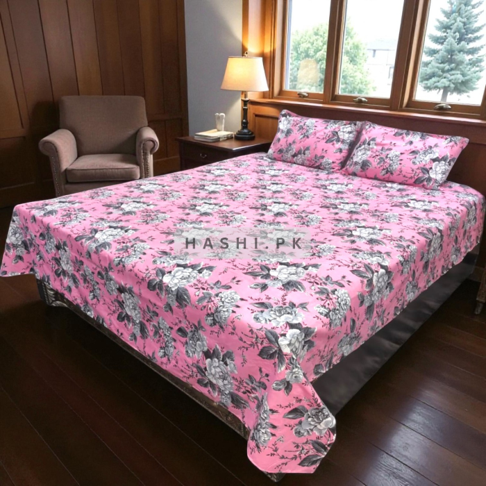 Printed Bedsheet - Rose Pink