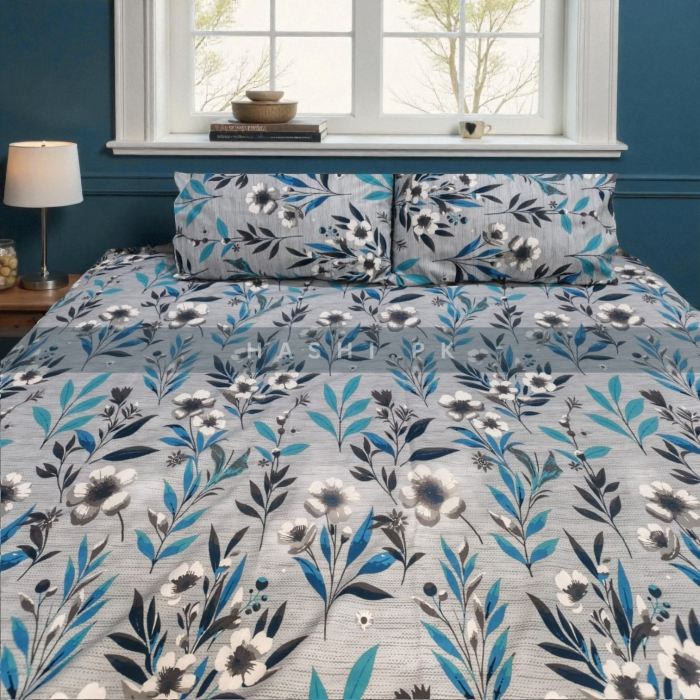 Printed Bedsheet Light Grey - Hashi.pk